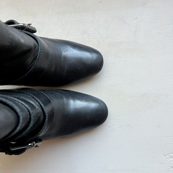 Jean-Michel Cazabat Vita Wrap Strap Black Leather Ankle Boots Women EU 37.5 US 7 - Picture 6 of 16